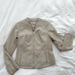 Kenneth Cole Cream Leather Jacket Size XS